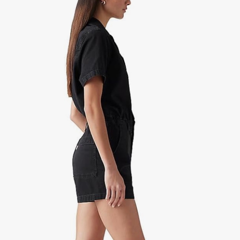Levi's Women's Short Sleeve Heritage Romper So Far So Good Clean (black) - Picture 3 of 5